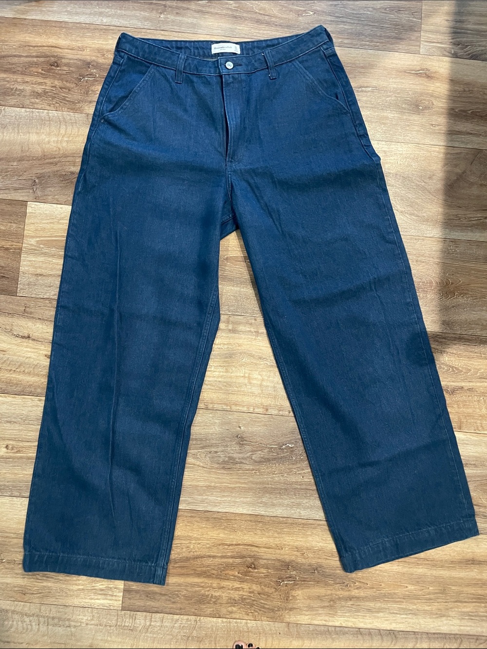 Abercrombie & Fitch Dark Navy Relaxed Wide Leg Jeans